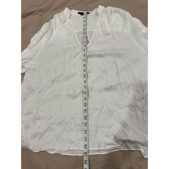 Alice + Olivia Womens XL Blouse White Long Sleeve Smocked Classic Victorian - Picture 8 of 9